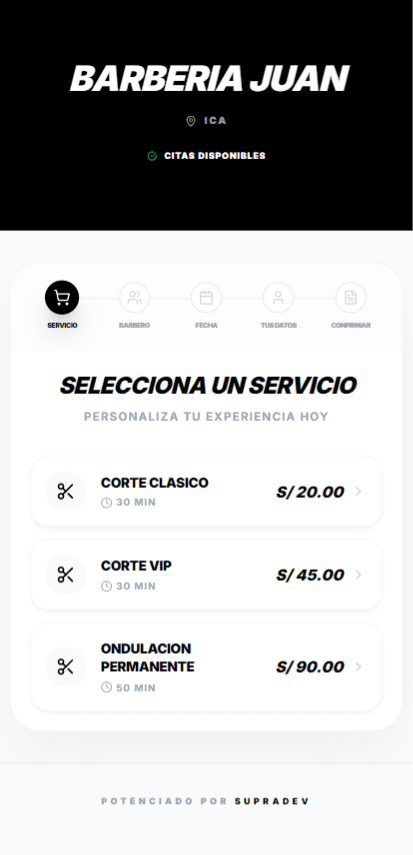 Vista de Reserva del Cliente